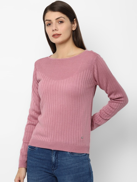 

Allen Solly Woman Pink Striped Pullover Sweater