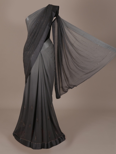 

Pothys Grey Embellished Pure Chiffon Saree