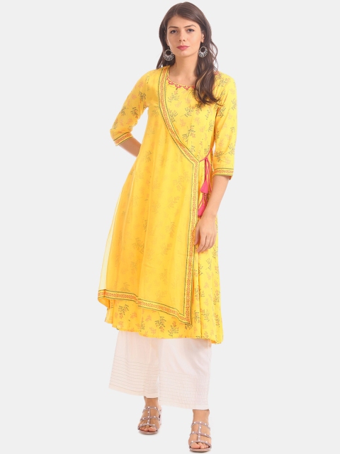 

Anahi Women Yellow & Blue Printed A-Line Kurta