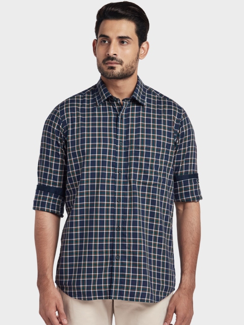 

ColorPlus Men Blue Tailored Fit Checked Casual Shirt