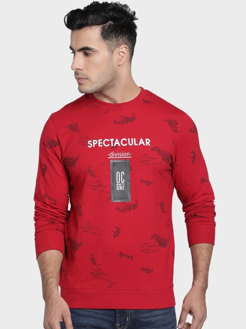 

Octave Men Red Printed Round Neck T-shirt
