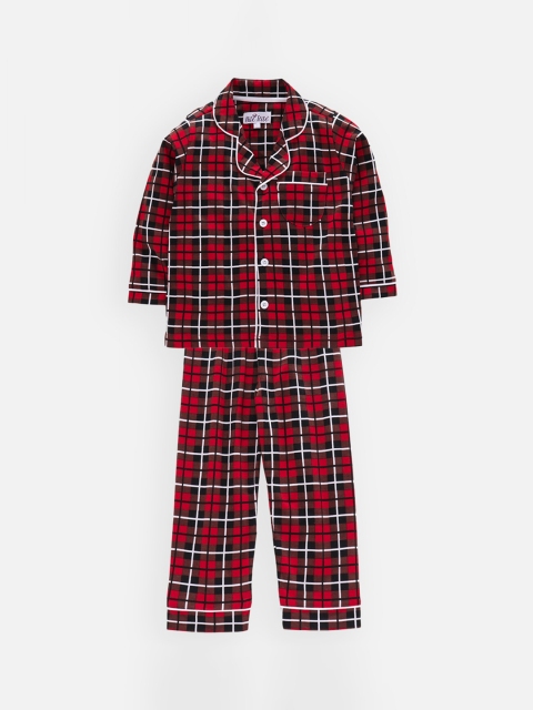 

Nite Flite Kids Red & White Checked Night Suit