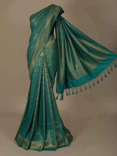 

Pothys Teal & Gold-Toned Art Silk Woven Design Saree