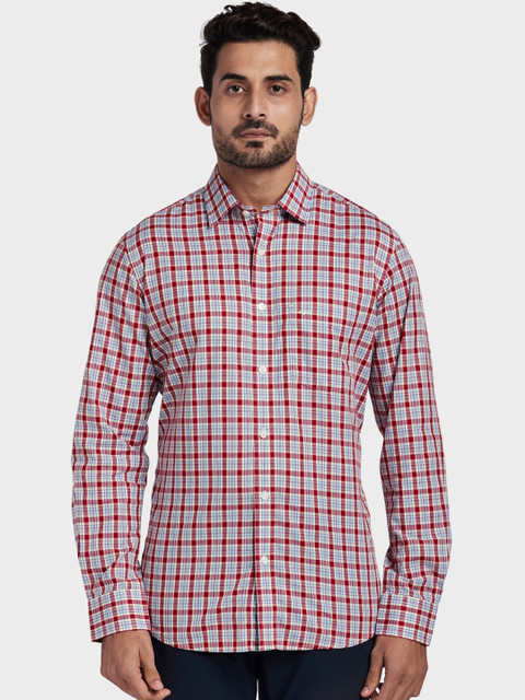 

ColorPlus Men Red & Blue Tailored Fit Checked Casual Shirt