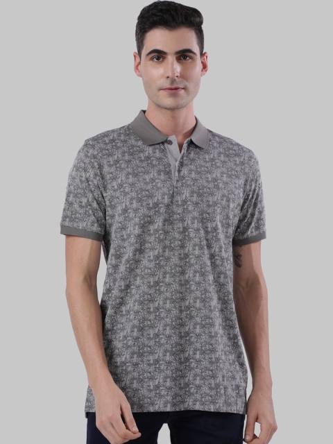 

Raymond Men Grey Self Design Polo Collar T-shirt