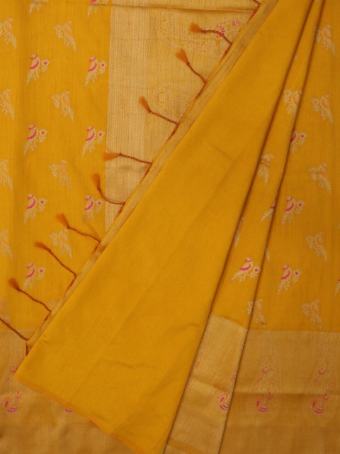 

Bangalore Silk Emporium Mustard Yellow Embroidered Jute Silk Saree