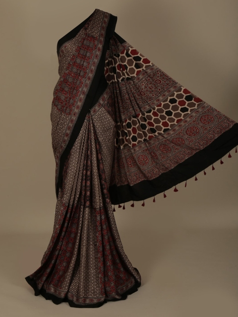 

Pothys Brown Printed Pure Crepe Saree