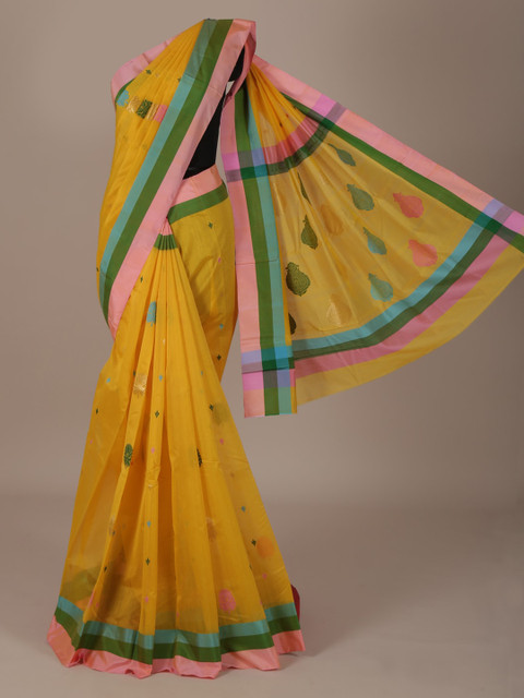 

Pothys Yellow Woven Design Silk Cotton Saree