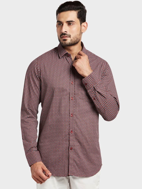 

ColorPlus Men Black & Red Regular Fit Printed Casual Shirt