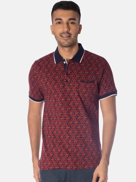 Smugglerz Men Maroon Printed Polo Collar T-shirt