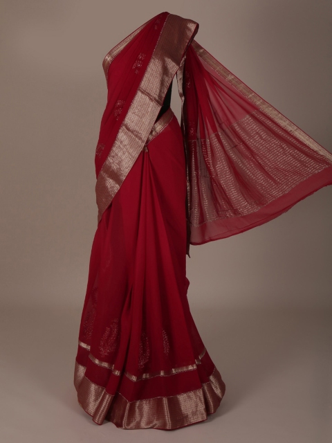 

Pothys Maroon Woven Design Pure Chiffon Saree