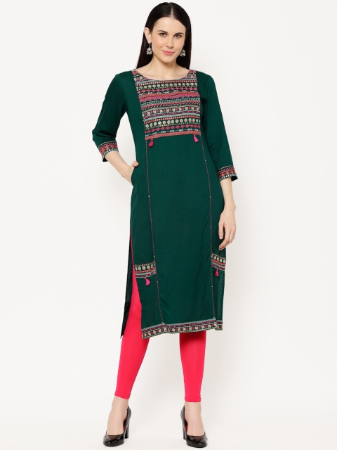 

Ramas Women Green Printed A-Line Kurta