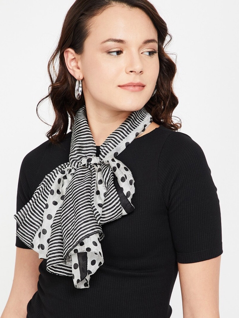 

Ginger by Lifestyle Women White & Black Geometric Printed Stole