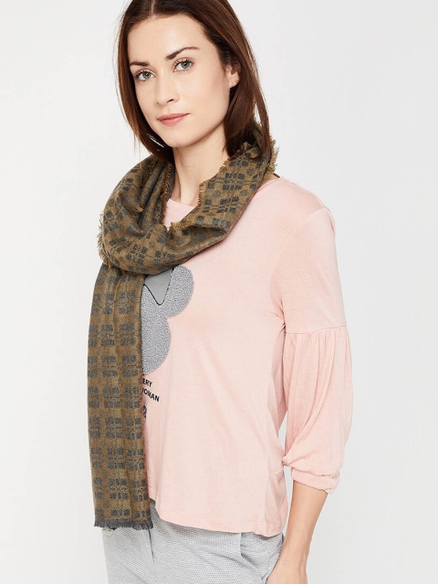 

Ginger by Lifestyle Women Brown & Navy Blue Woven Design Stole