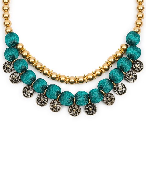 

AKSHARA Women's Green Handcrafted Dark Choker Necklace