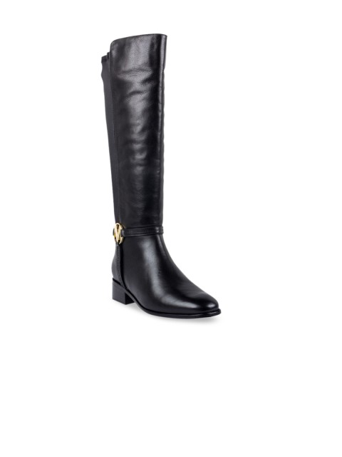 

Vanilla Moon Women Black Solid Leather High-Top Flat Boots