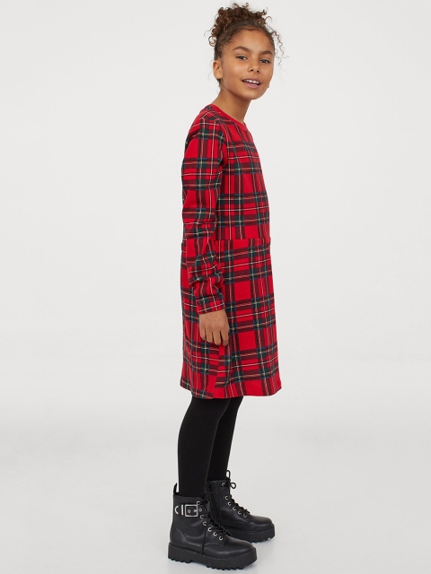 

H&M Girls Red & Green Check Sweatshirt Dress