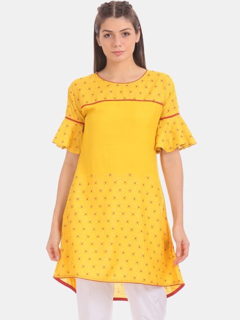 

Karigari Women Mustard Yoke Design A-Line Kurta