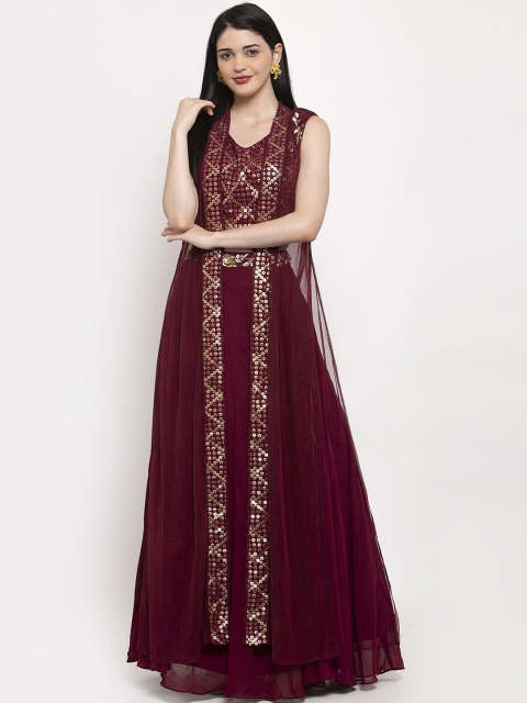 

KHALOM Maroon Ready to Wear Lehenga with Blouse