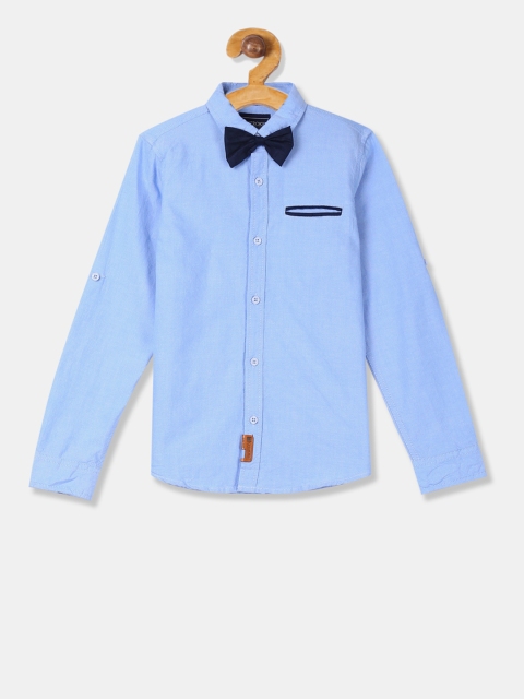 

Cherokee Boys Blue Regular Fit Solid Casual Shirt With Bow Tie
