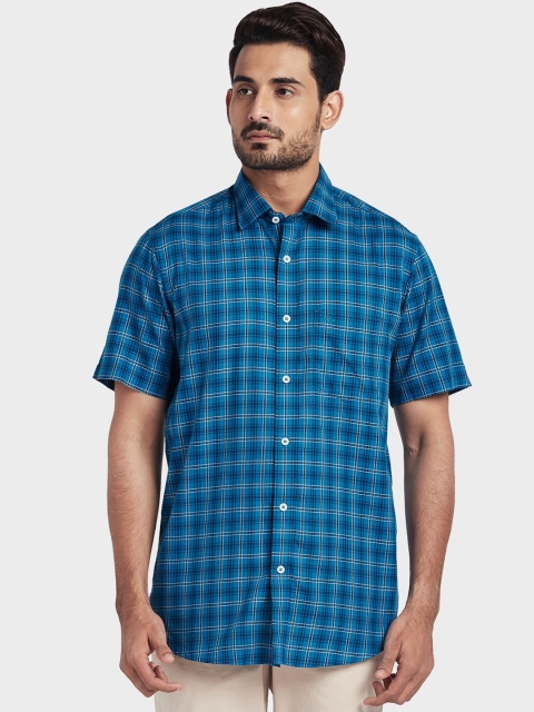 

ColorPlus Men Blue Tailored Fit Checked Casual Shirt