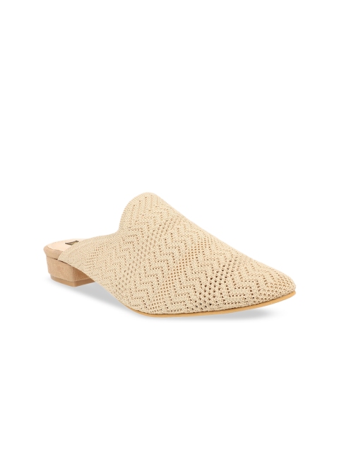 

Flat n Heels Women Beige Textured Mesh Mules