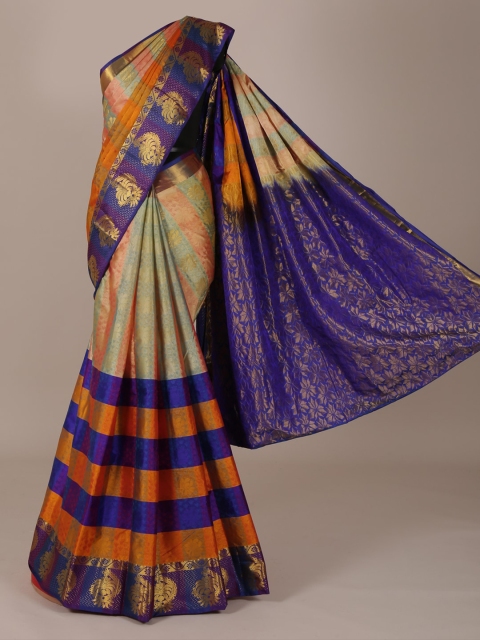 

Pothys Green & Orange Pure Silk Woven Design Saree