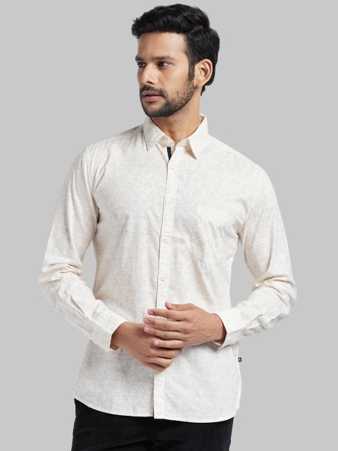 

Parx Men Cream-Coloured Slim Fit Printed Casual Shirt