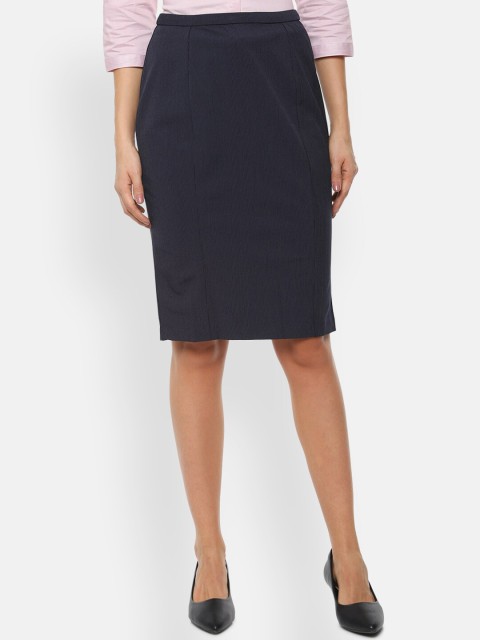 

Van Heusen Woman Navy Blue knee-Length Pencil Skirt