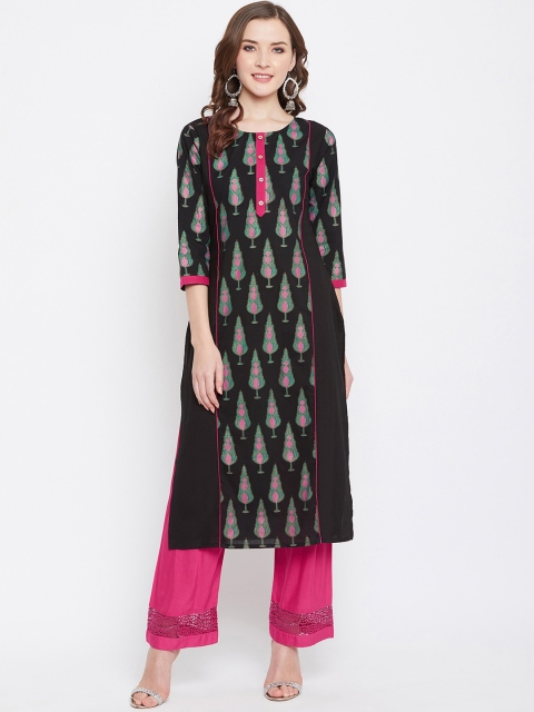 

Prakhya Women Black Printed A-Line Kurta