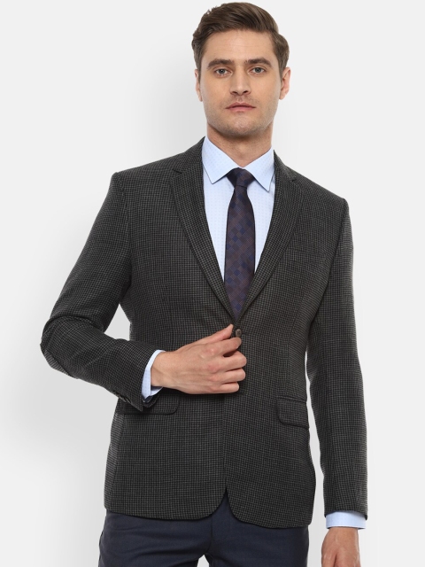 

Van Heusen Men Grey Printed Slim-Fit Single-Breasted Formal Blazer