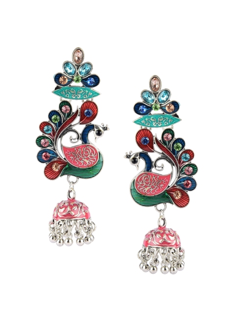 

DESI COLOUR Multicoloured Peacock Shaped Jhumkas, Multi