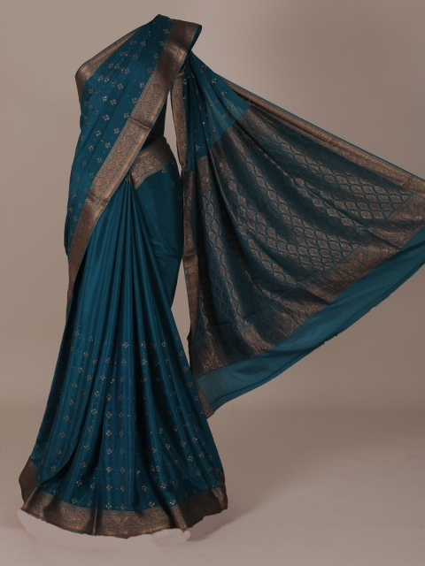 

Pothys Teal Woven Design Pure Crepe Saree