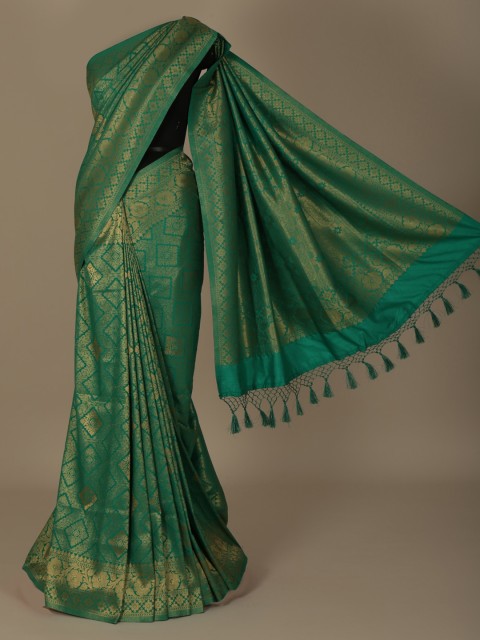 

Pothys Green & Gold-Toned Art Silk Woven Design Saree