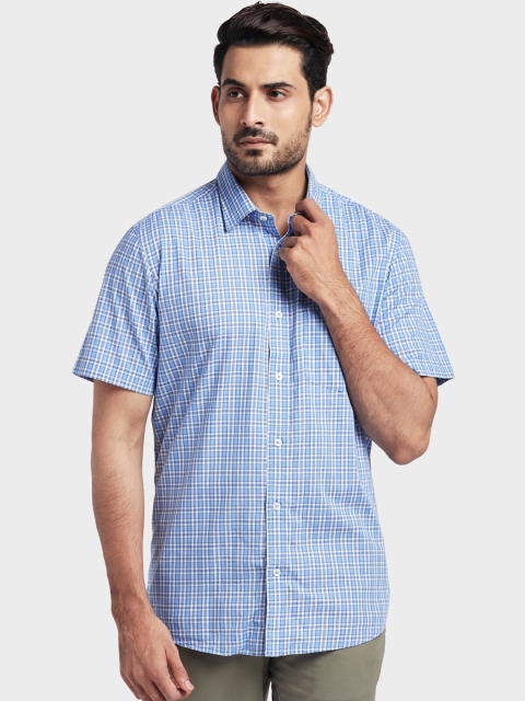 

ColorPlus Men Blue Tailored Fit Checked Casual Shirt