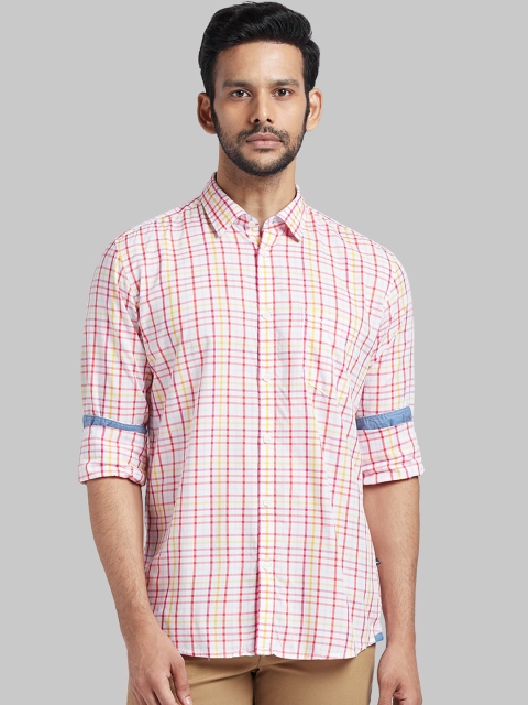 

Parx Men Red Slim Fit Checked Casual Shirt