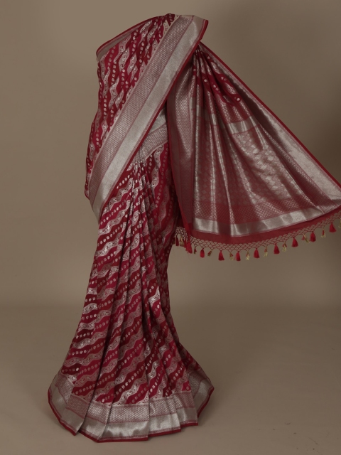 

Pothys Maroon Woven Design Jute Silk Saree