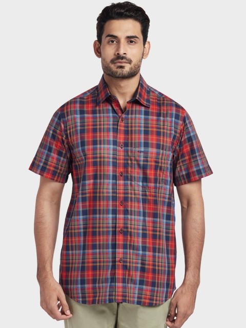 

ColorPlus Men Red & Blue Tailored Fit Checked Casual Shirt