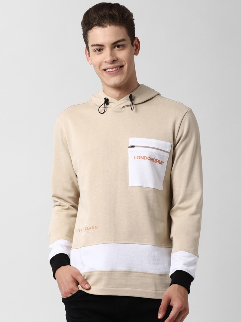 

Peter England Casuals Men Beige & Off-White Printed Hooded Sweatshirt
