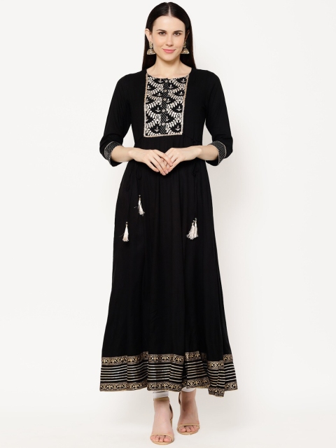 

Ramas Women Black & Beige Embroidered A-Line Kurta