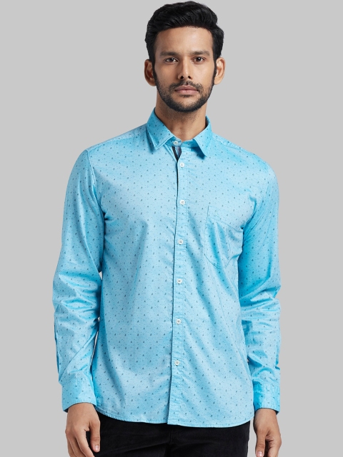 

Parx Men Blue Slim Fit Printed Casual Shirt
