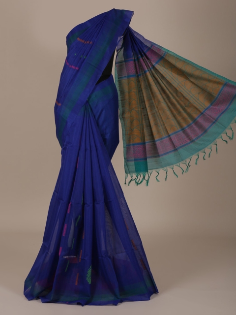 

Pothys Blue Solid Silk Cotton Saree