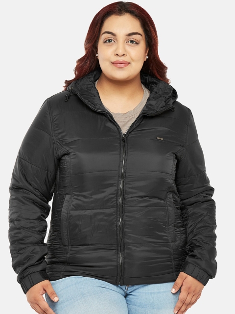 

Kosha Women Black Solid Plus Size Lightweight Padded Jacket