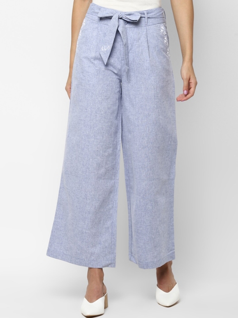 

Allen Solly Woman Women Blue Slim Fit Self Design Parallel Trousers