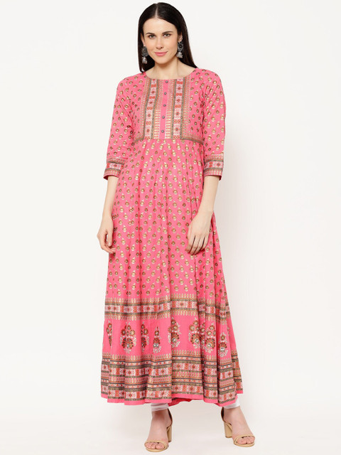 

Ramas Women Pink & Beige Printed Anarkali Kurta