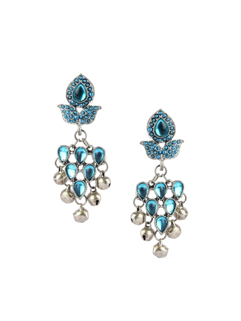 

DESI COLOUR Blue Teardrop Shaped Drop Earrings