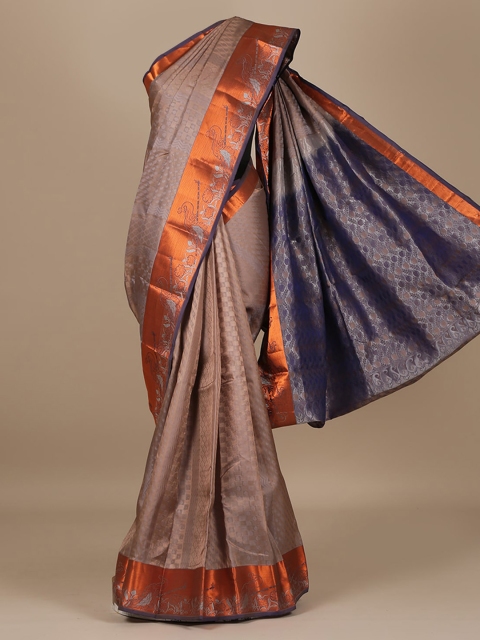 

Pothys Grey & Gold-Toned Silk Blend Woven Design Saree