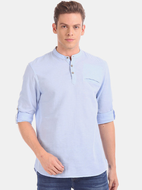 

Cherokee Men Blue Regular Fit Solid Casual Shirt