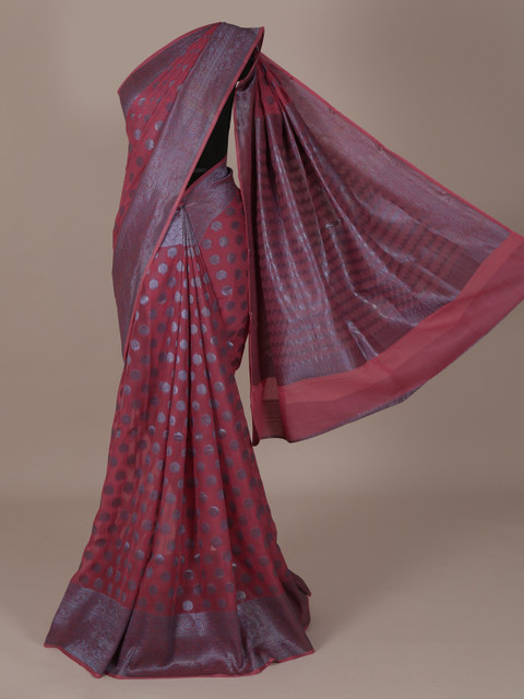 

Pothys Pink Woven Design Pure Chiffon Saree