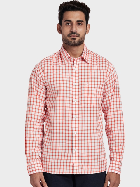 

ColorPlus Men Orange & Off-White Regular Fit Checked Casual Shirt